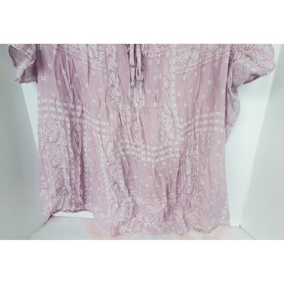 Como Vintage Top Womens 3X Purple Floral Boho Cottagecore Paisley Peasant Blouse - Picture 4 of 9